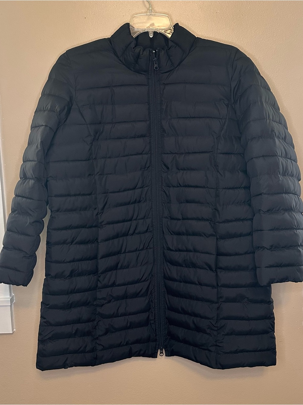 J. Jill Black Quilted Long Puffer Coat